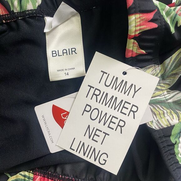 Blair Swim Shorts Womens Size 14 Pull-On Tummy Trimmer Lined Black Green Summer - Picture 6 of 7